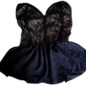 S Line Black Label Strapless Peplum Top